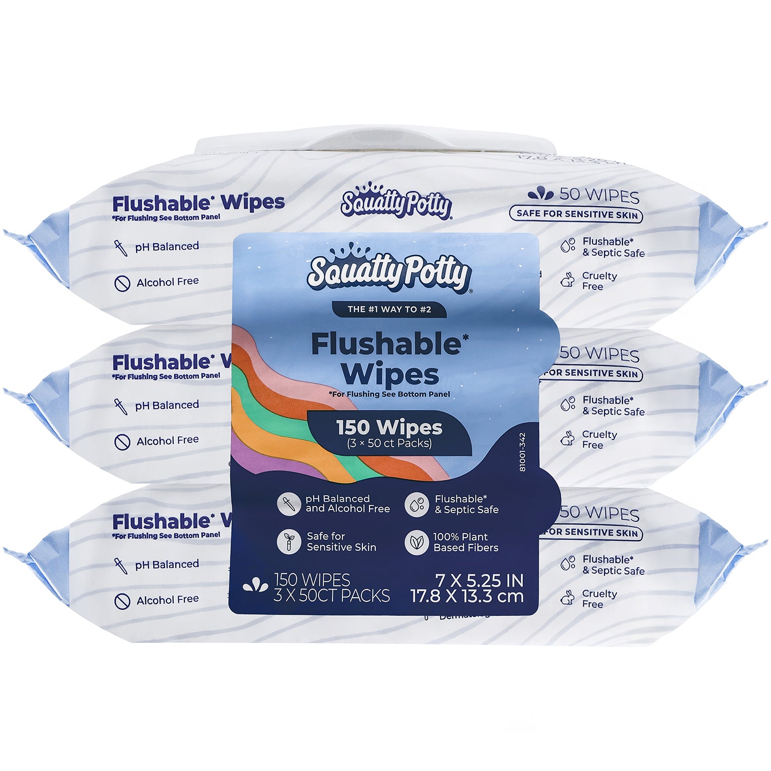 FLUSHABLE WIPES – 150 Wipes 3 x 50ct Packs)