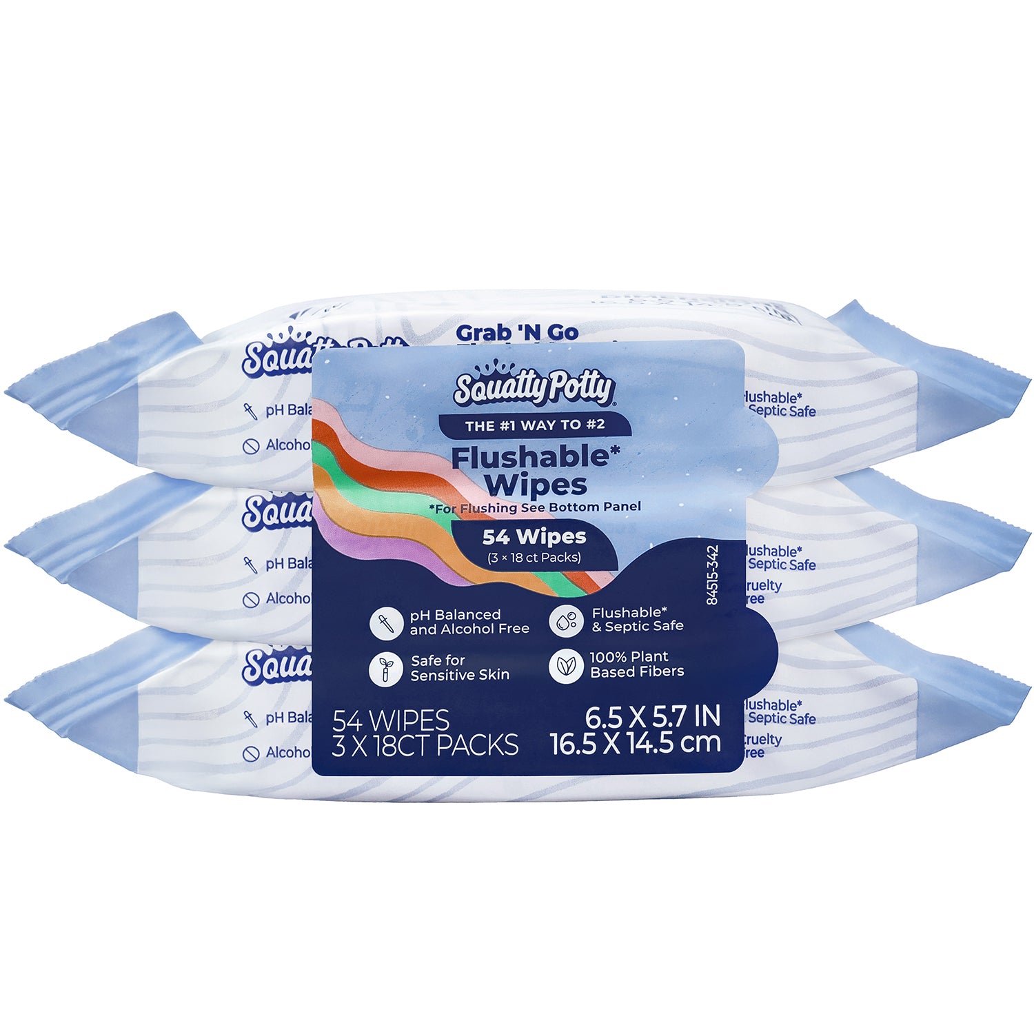 FLUSHABLE WIPES – 54 Wipes 3 x 18ct Packs)